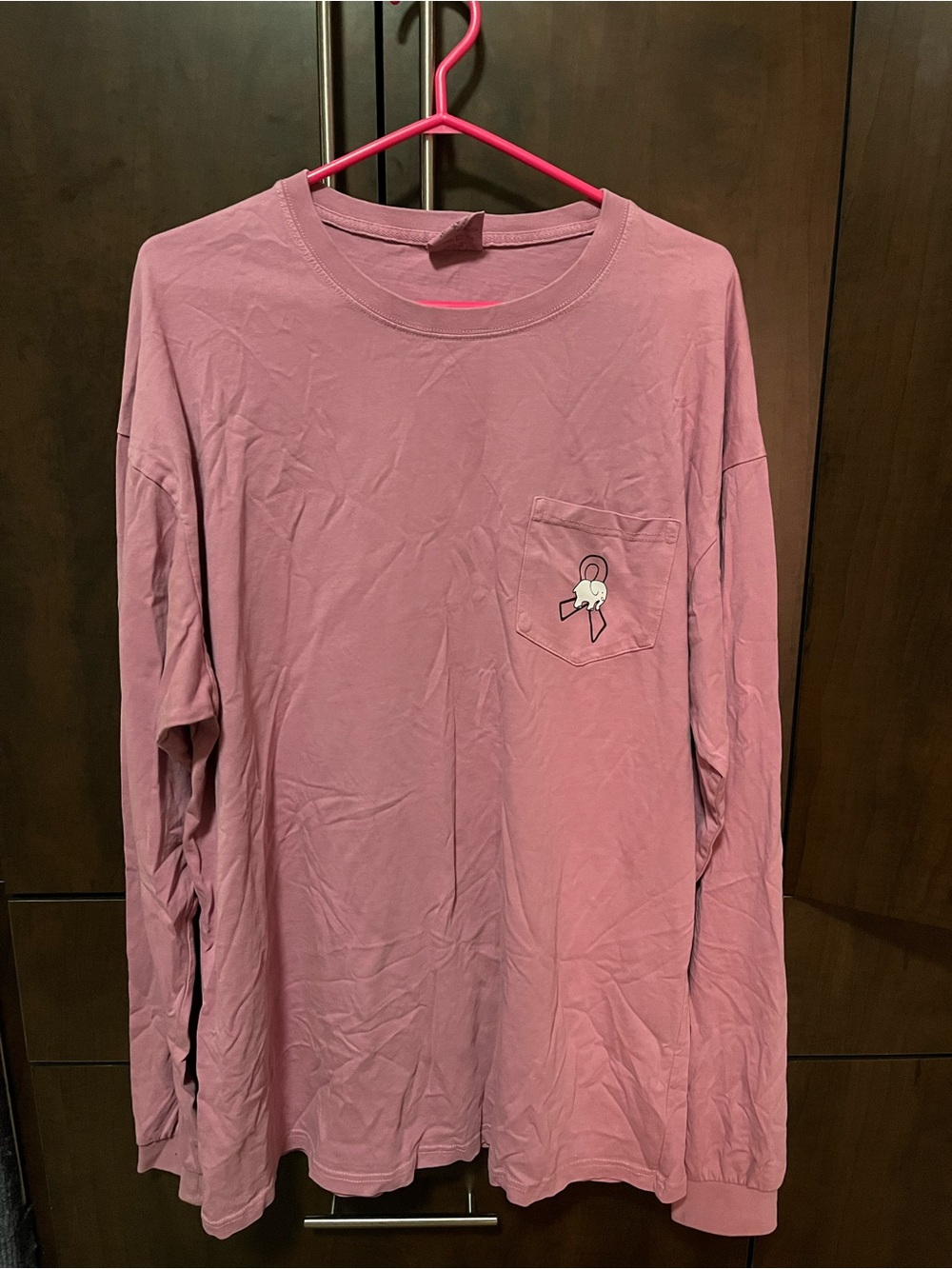 ivory ella Long-Sleeve Pocket Tee in Dusty Rose